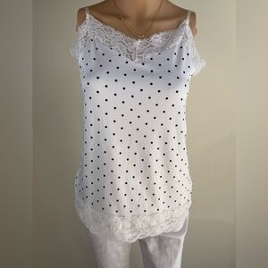 White House Black Market White Polka Dot Lace Cami